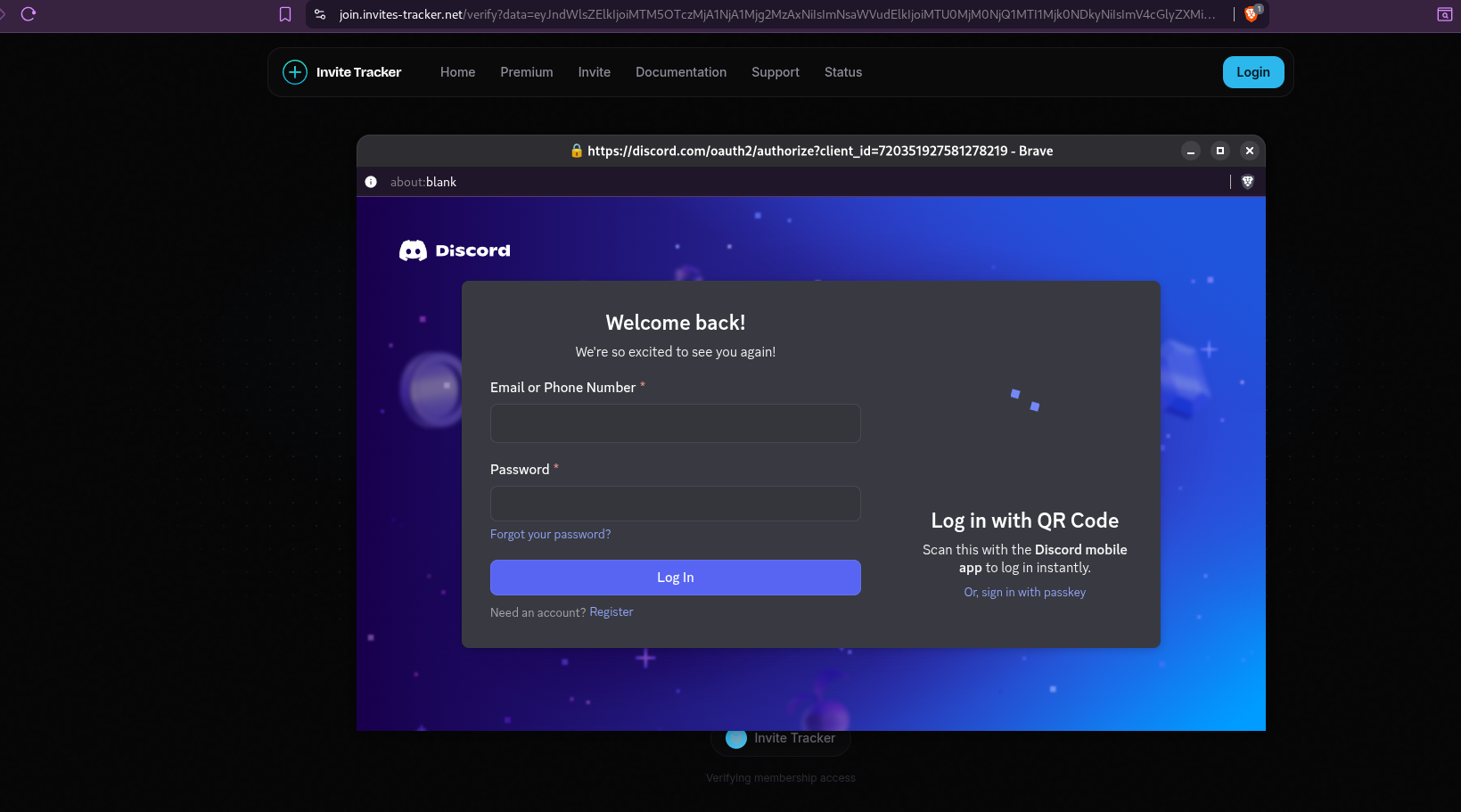 Scam website login form screenshot